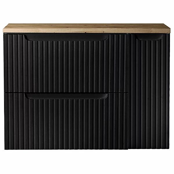 Lomadox Waschbeckenschrank NEWPORT-56-BLACK 80cm, in schwarz mit Eiche, ger günstig online kaufen