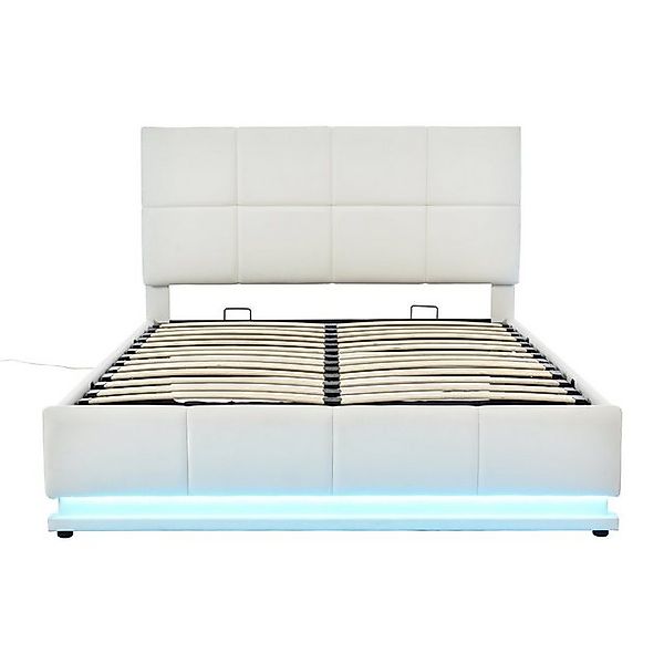 Gotagee Polsterbett Doppelbett LED anhebbarer Stauraum 140x200 Jugendbett f günstig online kaufen