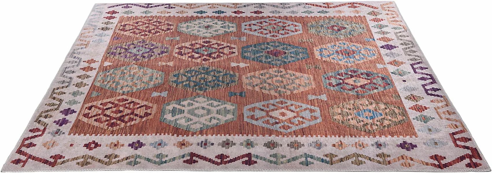 Gino Falcone Teppich "Cecilia 27596" rechteckig 3 mm Höhe Flachgewebe, bedr günstig online kaufen