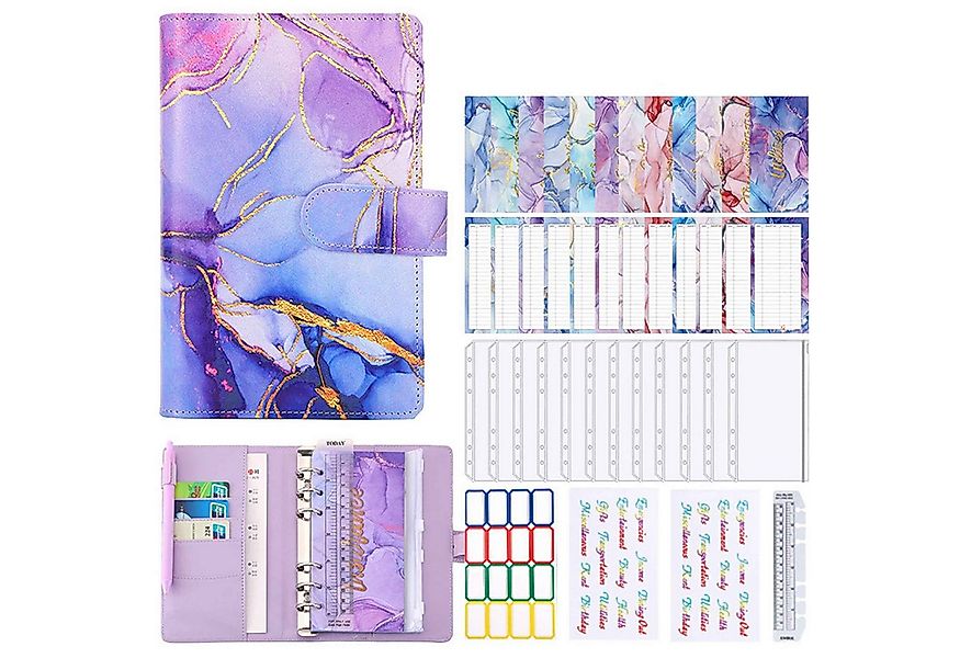 KINSI Ringbuchmappe Marmoriertes Notizbuch, 6-Loch-Loseblatt, A6-Budget-Not günstig online kaufen