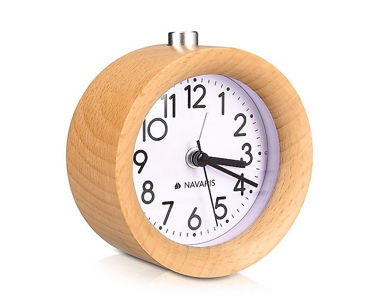 Navaris Wecker Analog Holz Wecker mit Snooze - Retro Uhr mit Alarm Licht günstig online kaufen