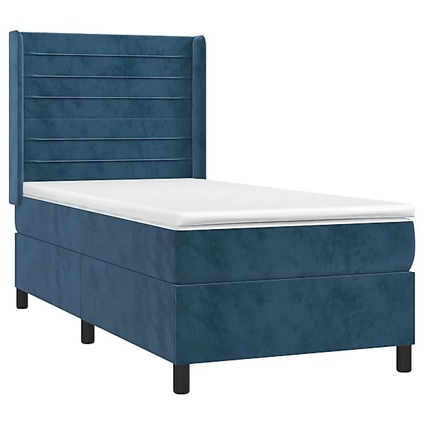 vidaXL Boxspringbett mit Matratze & LED Dunkelblau 90x200 cm Samt 3139605 günstig online kaufen