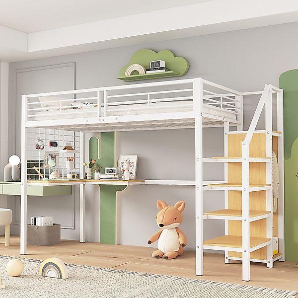 Flieks Hochbett Kinderbett Metallbett 90x200cm mit günstig online kaufen