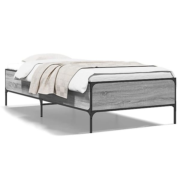 vidaXL Bettgestell Grau Sonoma 90x200 cm Holzwerkstoff und Metall 844969 günstig online kaufen