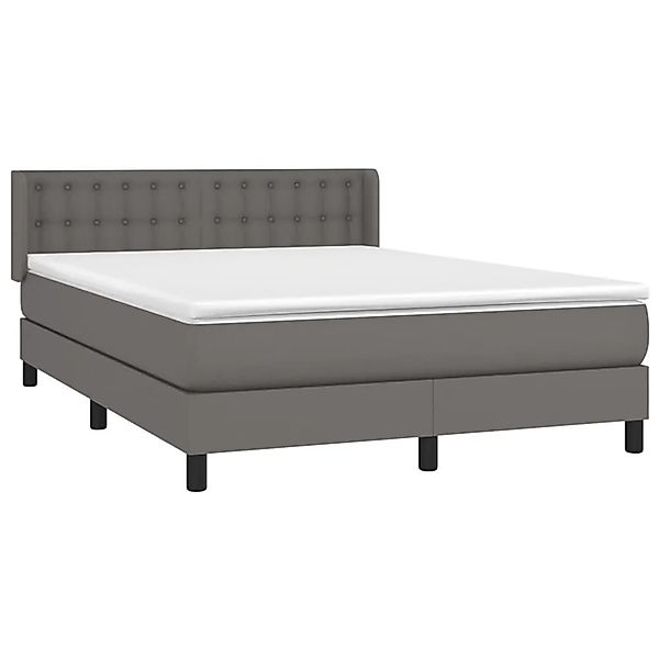 vidaXL Boxspringbett mit Matratze Grau 140x190 cm Kunstleder 3130779 günstig online kaufen