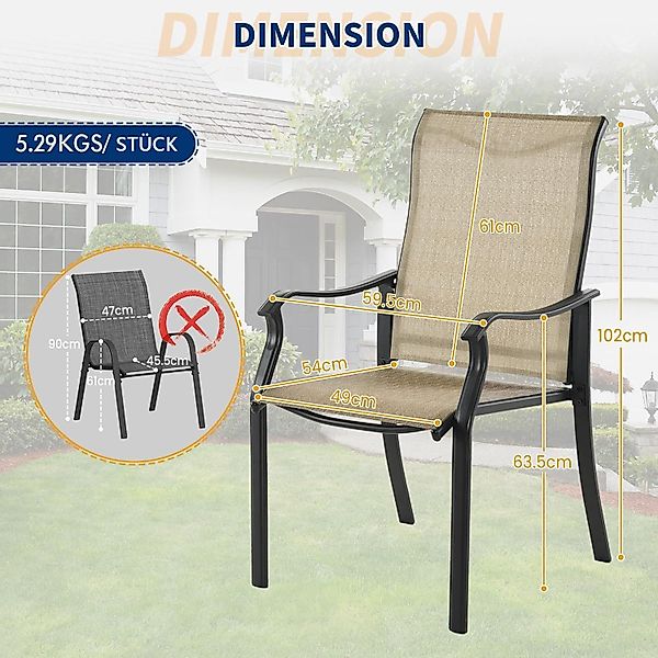 UDPATIO Gartenstuhl Gartenstühle 2/4er Set, Hochlehner günstig online kaufen