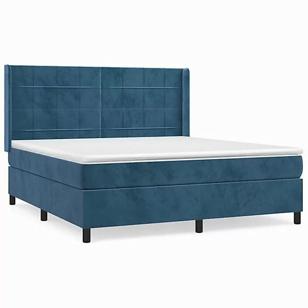 vidaXL Boxspringbett Boxspringbett mit Matratze Dunkelblau 160x200 cm Samt günstig online kaufen