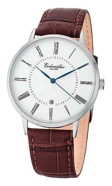 Eichmüller Quarzuhr Slim Herrenuhr Weiß Lederband Braun 41 mm 3032-02, – el günstig online kaufen