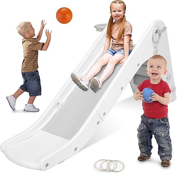 TLGREEN Rutsche Kinder Rutsche mit Basketballkorb und Zwinge, (Treppenrutsc günstig online kaufen