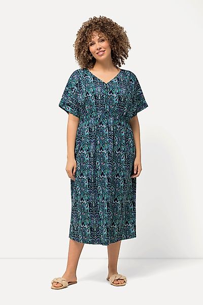 Ulla Popken Jerseykleid Jersey-Midikleid Oversized V-Ausschnitt günstig online kaufen