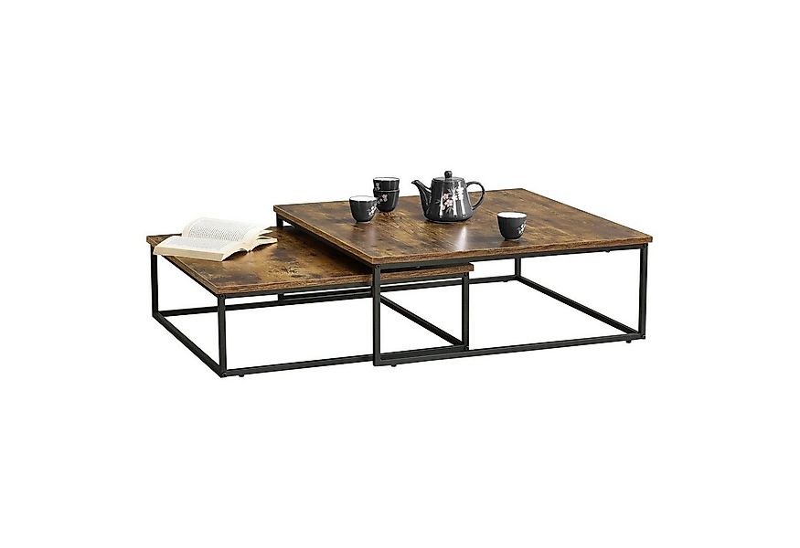 en.casa Couchtisch (2er-Set), Haninge 2er Set Wohnzimmertisch Schwarz / Dun günstig online kaufen