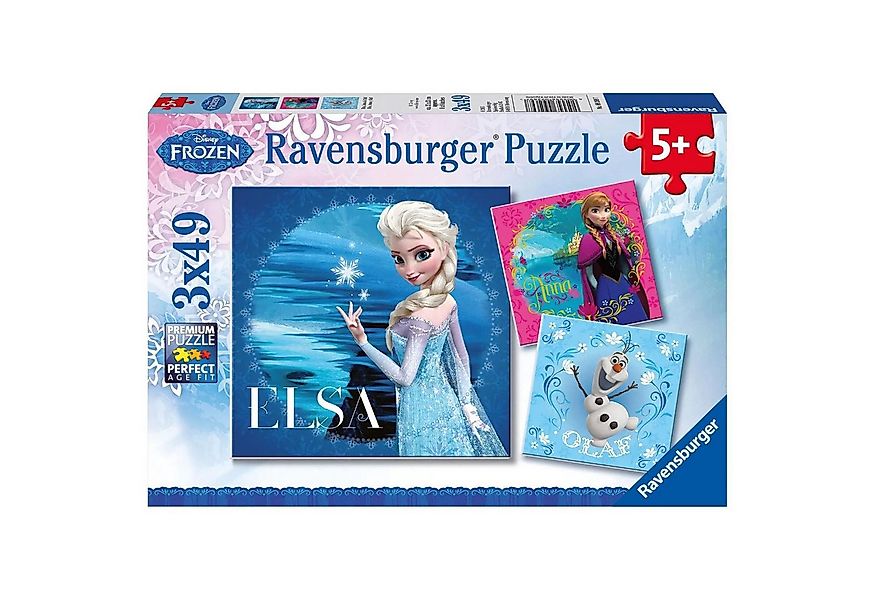 Ravensburger Puzzle Disney Frozen: Elsa, Anna & Olaf. Puzzle 3 x 49 Teile, günstig online kaufen