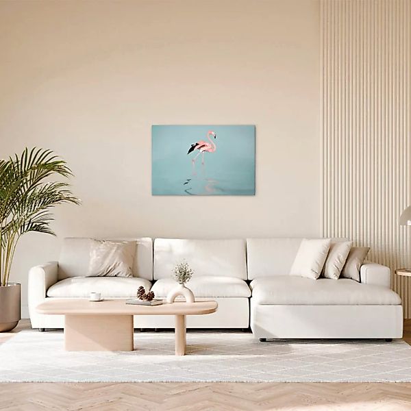 A.S. Création Leinwandbild "Flamingo Water - Wandbild Blau Rosa Grau Keilra günstig online kaufen