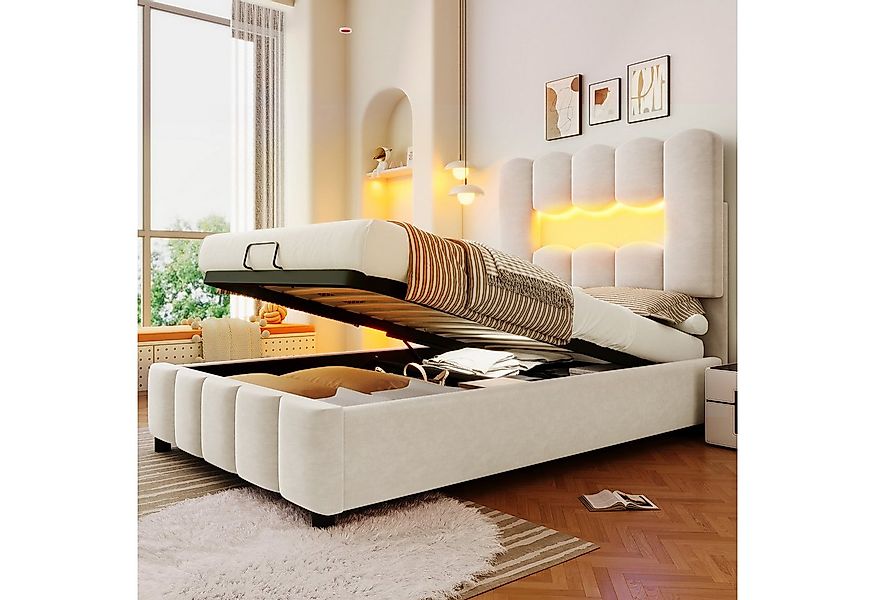 Merax Polsterbett 90x200cm mit LED-Beleuchtung (1-tlg., Jugendbett Gästebet günstig online kaufen