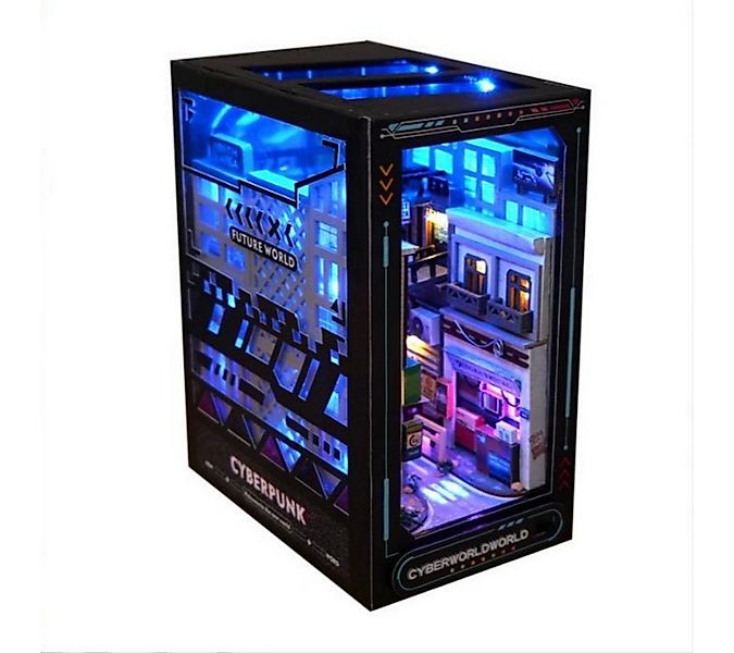 Kityhome Modellbausatz 3D LED Bücherregal-Diorama "Cyberpunk" mit Spiegel-E günstig online kaufen