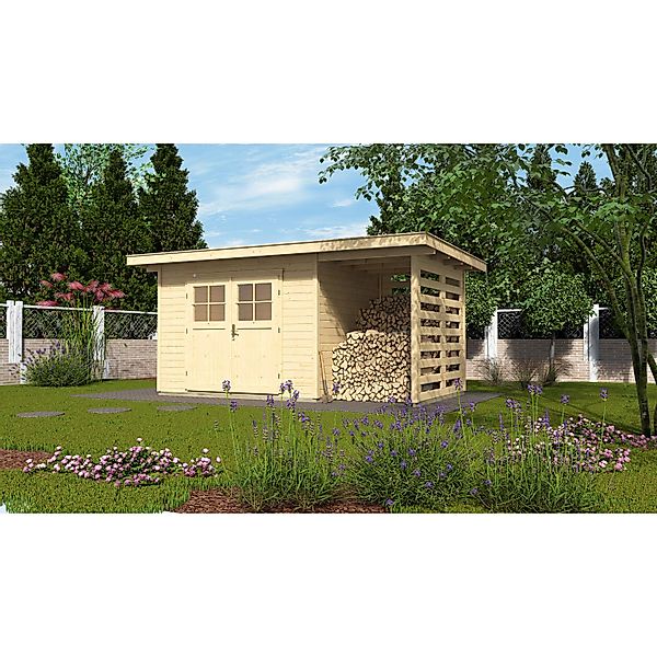 Weka Holz-Gartenhaus Flachdach Unbehandelt 445 cm x 311 cm günstig online kaufen