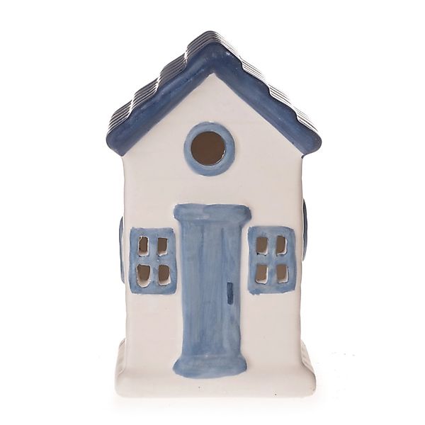 Deko-Strandhaus 6 cm x 6 cm x 10 cm Weiß-Blau-Grau günstig online kaufen