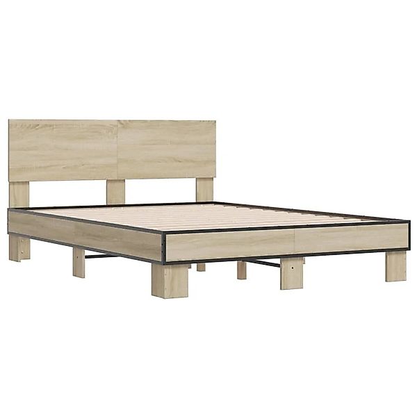 vidaXL Bettgestell Sonoma-Eiche 135x190 cm Holzwerkstoff und Metall 3280208 günstig online kaufen