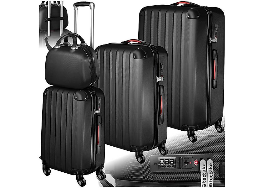 tectake Trolley Hartschalenkoffer-Set, 4 Rollen, 4-teilig, 3 Trolleys und B günstig online kaufen