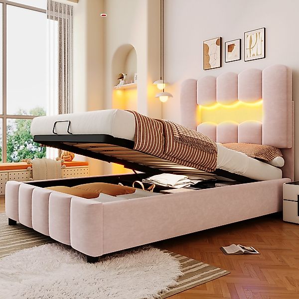 Merax Polsterbett 90x200cm mit LED-Beleuchtung (1-tlg., günstig online kaufen