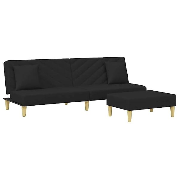vidaXL Schlafsofa 2-Sitzer mit Kissen und Fußhocker Schwarz Stoff 3216257 günstig online kaufen