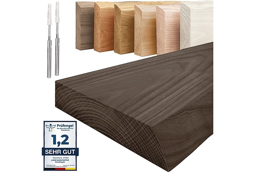 LAMO Manufaktur Wandregal Holz Baumkante Regal Farbe: Schwarz Invisible: Sc günstig online kaufen