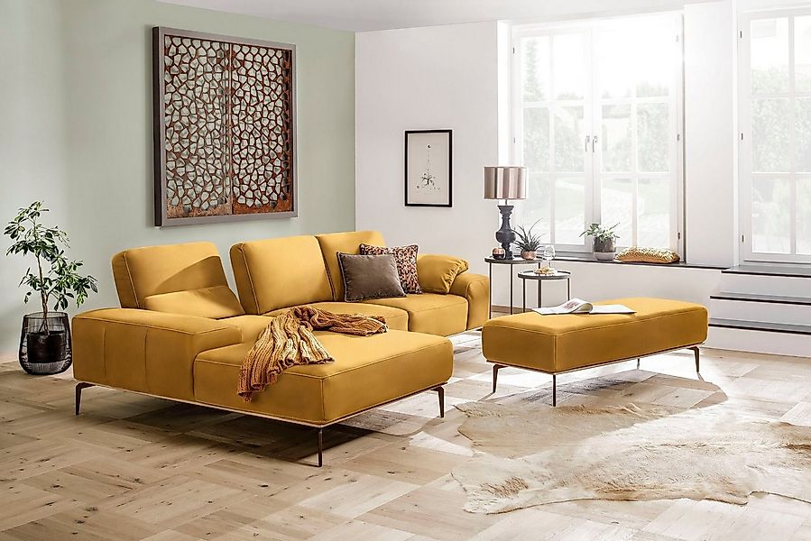 W.SCHILLIG Ecksofa run, Designsofa mit tollem Sitzkomfort, L-Form, mit Holz günstig online kaufen