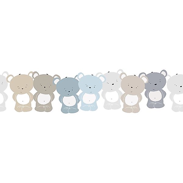 Bricoflor Teddy Bär Tapete für Babyzimmer Selbstklebende Bordüre in Pastell günstig online kaufen