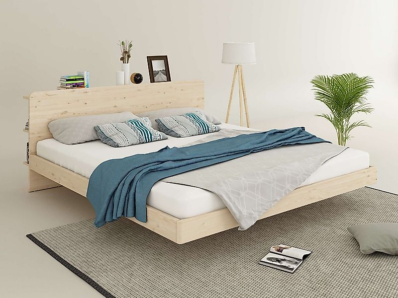 OTTO home Massivholzbett Amaliah Schwebebett, versteckte Regale hinter dem günstig online kaufen