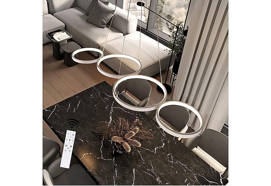 ZMH LED Pendelleuchte Wohnzimmer Modern 4 Flammig Hängelampe Dimmbar mit Fe günstig online kaufen