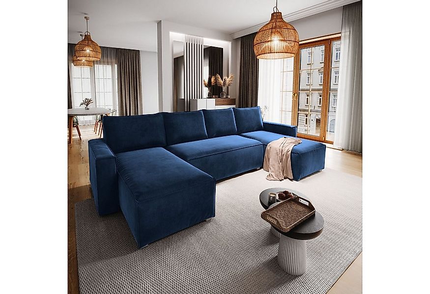 Masseno Ecksofa DENI mit Schlaffunktion U-Form, Sofa mit Bettkasten günstig online kaufen