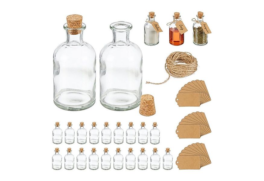 relaxdays Deko-Glas Dekogläser Set mit Korkdeckel (24er Set, 24 St., 24er S günstig online kaufen