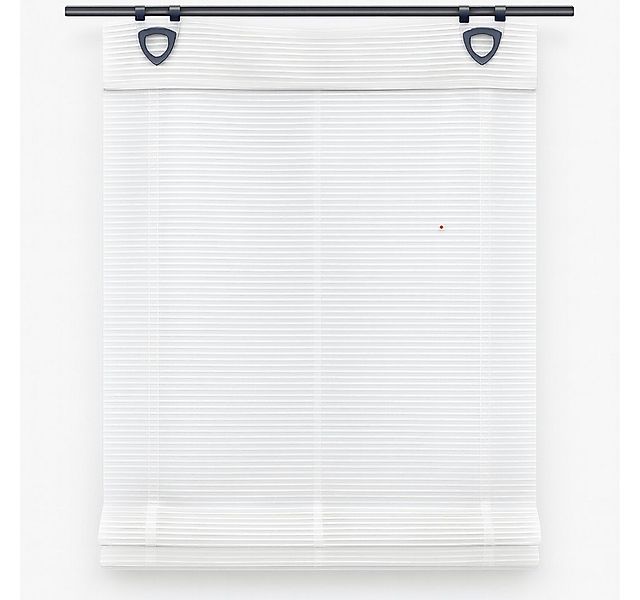 Clever-Kauf-24 Raffrollo Raffrollo Bambusoptik wollweiß inkl. Haken, mit Ös günstig online kaufen