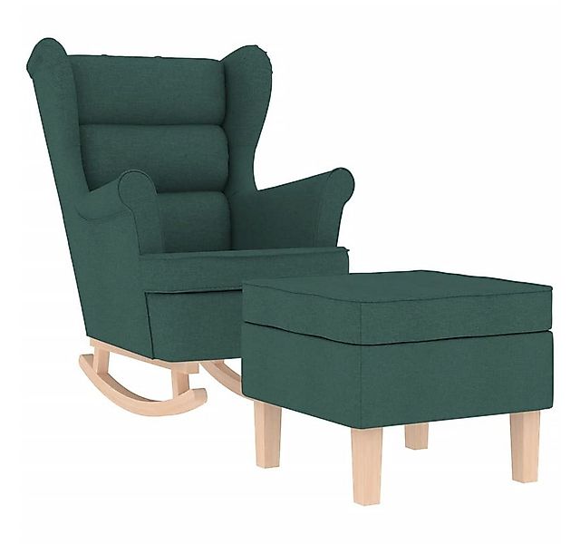 vidaXL Sessel Schaukelstuhl mit Fußhocker Dunkelgrün Stoff (2-St) günstig online kaufen