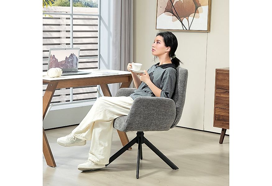 HOMCOM Relaxsessel Drehbar Sessel mit Armlehne, Wolle-Leinenoptik (Loungese günstig online kaufen