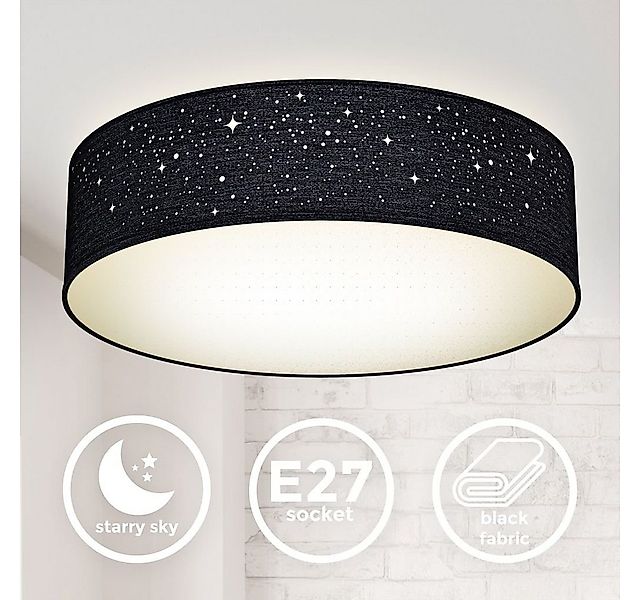 B.K.Licht Deckenleuchte Stoffdeckenlampe Schwarz E27 Sternenhimmel - BKL134 günstig online kaufen