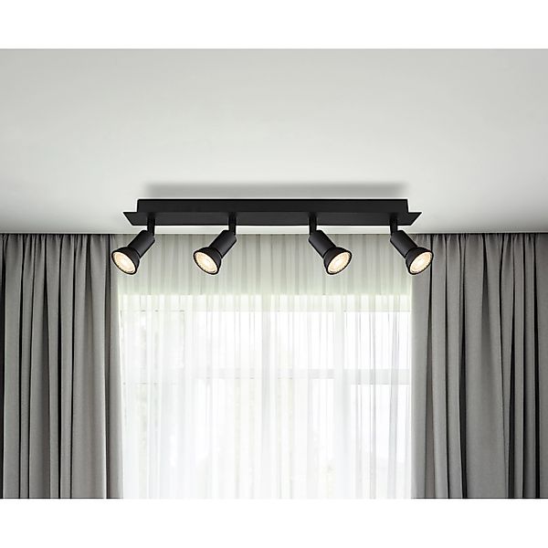 Globo Strahler Drew 4-flammig Schwarz matt 500 x 60 x 90 mm günstig online kaufen