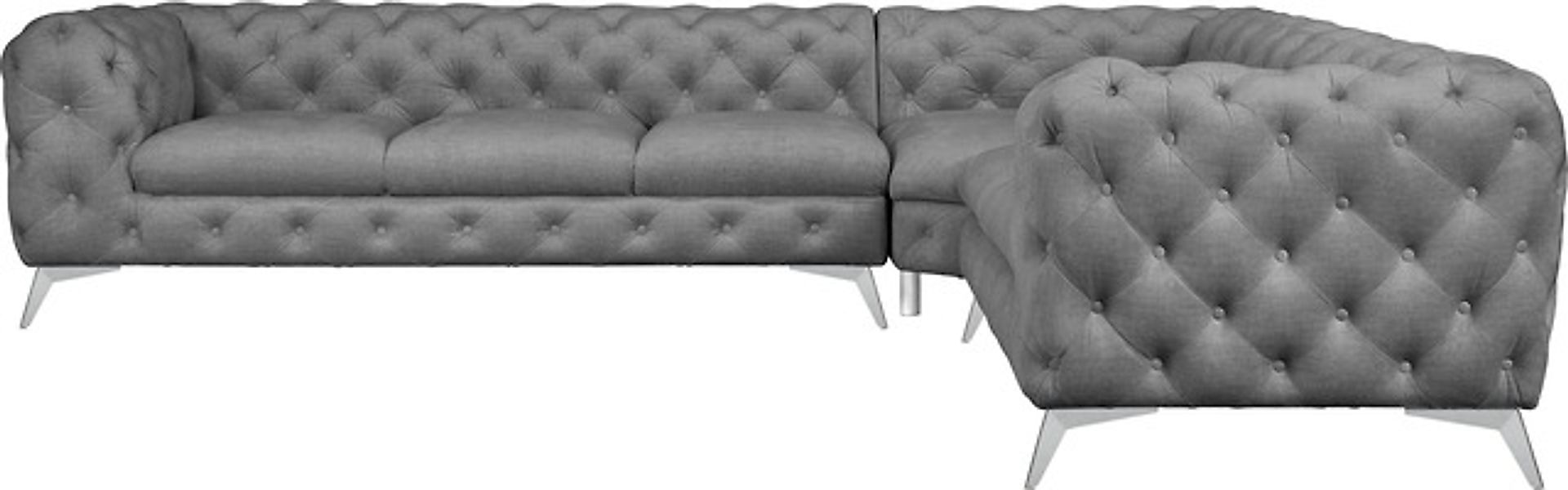 Leonique Chesterfield-Sofa »Ecksofa GLYNIS L-Form mit Wellenunterfederung, günstig online kaufen