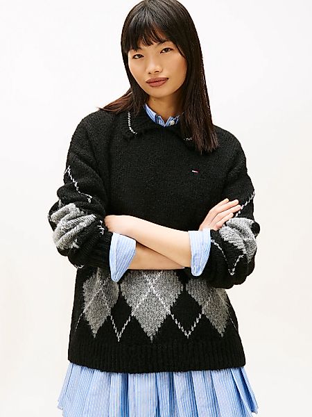 Tommy Jeans Strickpullover "TJW OVS ARGYLE POLO SWEATER" günstig online kaufen