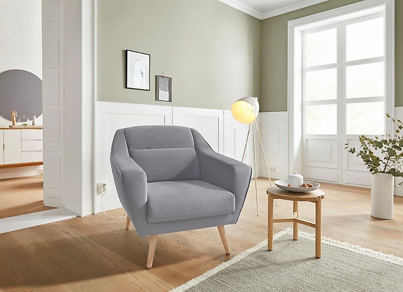 OTTO home Sessel "Bille" mit Naht im Rückenkissen und Eiche-Beinen, Design günstig online kaufen