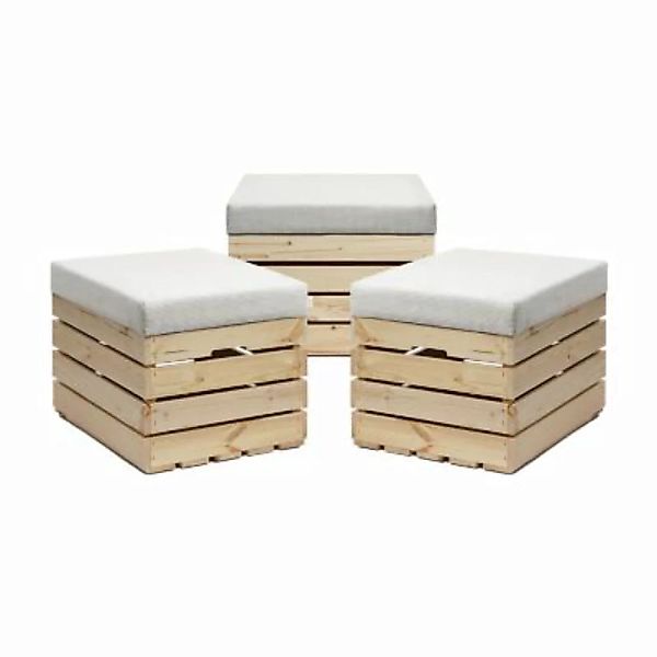 GrandBox Sitzhocker mit Stauraum 37x40x50 mit Polster – Naturholz 3er Set s günstig online kaufen