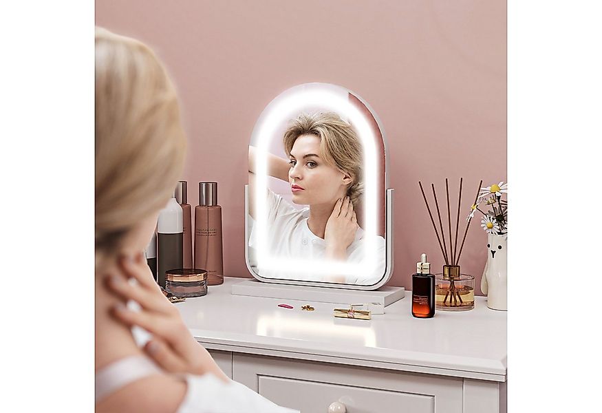 HOMCOM Kosmetikspiegel mit LED Licht, 3 Lichtfarben (360° Drehbar Makeup-Sp günstig online kaufen