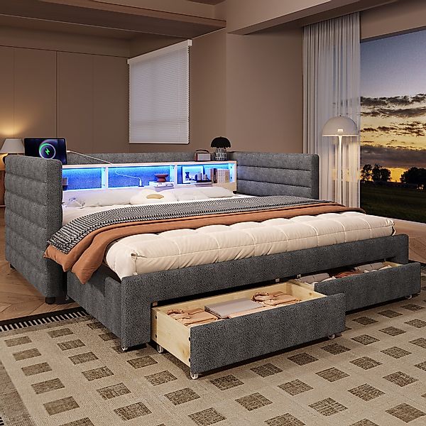 OKWISH Schlafsofa Polsterbett Kinderbett, mit LED-Licht, günstig online kaufen