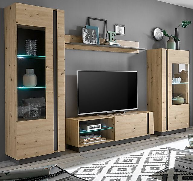 Furn.Design Wohnwand Louna, (Wohnzimmer Kombination 4-teilig, günstig online kaufen