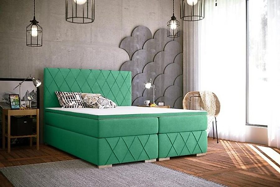 JVmoebel Bett Boxspring Bett Komplett mit Matratze & Topper Luxus Polster T günstig online kaufen