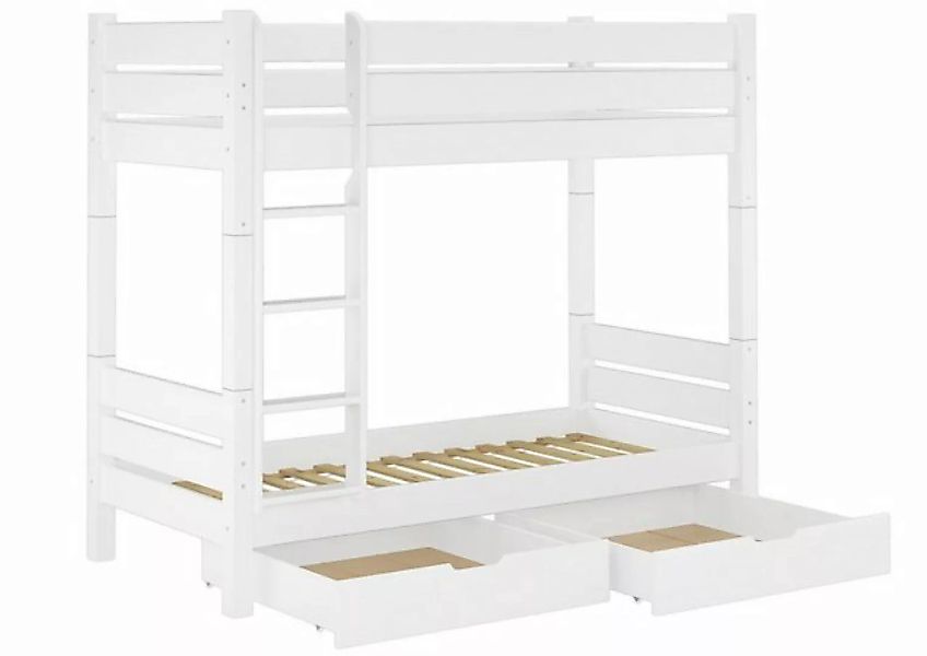 ERST-HOLZ Etagenbett Stockbett weiß lackiert 90x200 für Erwachsene Rollrost günstig online kaufen