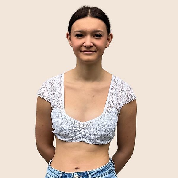 Ramona Lippert Dirndlbluse Wanda weiß Spitze Flügelärmel Rundhals Trachten günstig online kaufen