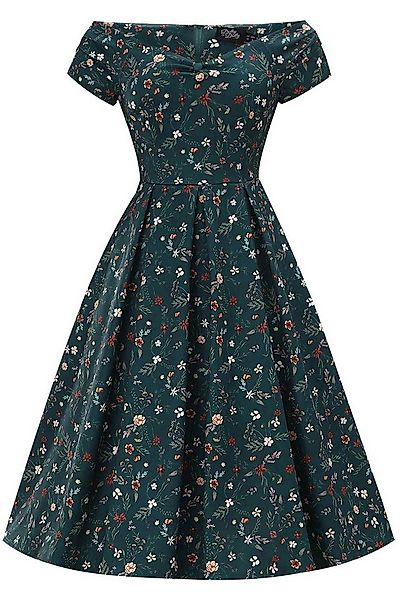 Dolly and Dotty A-Linien-Kleid Lily Forest Green Floral Off-Shoulder Vintag günstig online kaufen