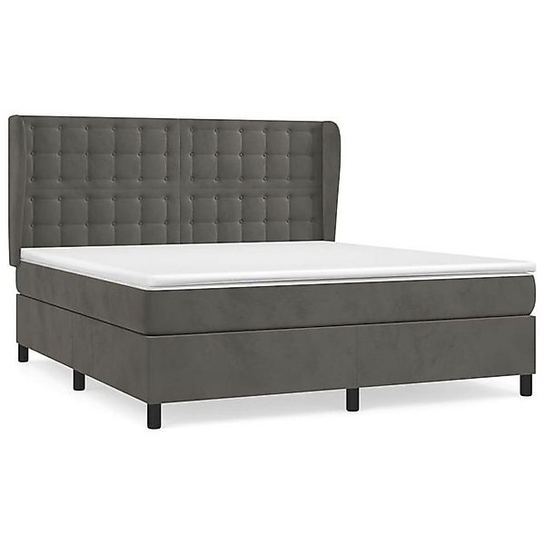 furnicato Bett Boxspringbett mit Matratze Dunkelgrau 160x200 cm Samt (1-tlg günstig online kaufen