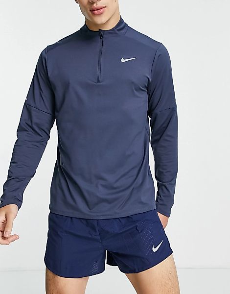 Nike Running – Element – Sweatshirt mit kurzem Reißverschluss in Dunkelblau günstig online kaufen